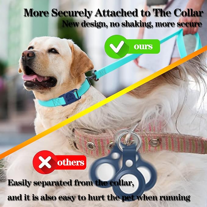 4 Pack Waterproof AirTag Dog Collar Holder Compatible with Apple AirTag, Silicone Hidden Loop Holder for Airtag Tracker, Anti-Lost Dog Collar Air Tag Accessories(Gray,Black,Blue,Dark Green)