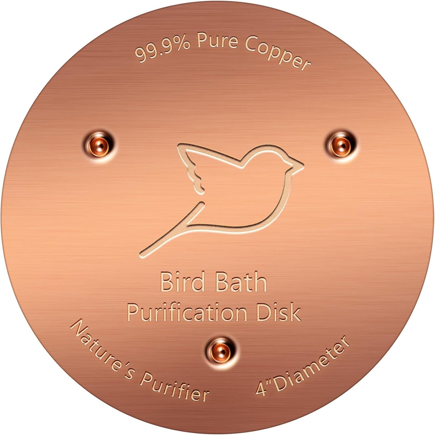 NNG 1 Pack Bird Bath Copper Disk,1mm Thick Reinforced 99.9% Pure Copper Bird Bath Purification Disk with Triple-Point Support,Physical Safe Water Cleaner for Outdoor Birdbaths Bowls,All-Season Use