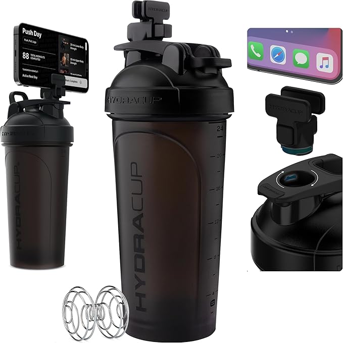Hydra Cup JailBreak Pro - 28 oz Shaker Cup with Removable Phone Clip, Shaker Bottle for Protein Shakes with Carry Handle, Ball Blender, BPA Free (Black)