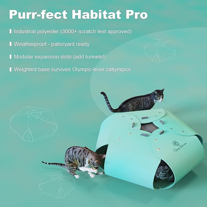 Spring Blossoms Cat Tunnel, Cat Cave for Indoor Cats Bed,Scratch Resistant Cat Toys for Medium Large Cats Hide and Seek Toy (Sky Cyan)