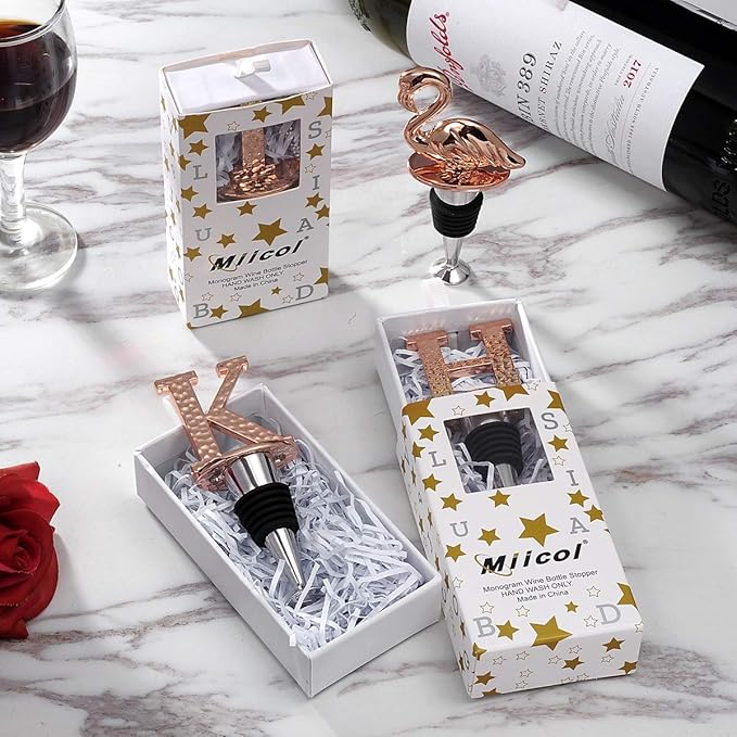 Miicol Wine Stopper, Prosecco Stopper, Wine Bottle Stopper, Personalised Champagne Stopper, Rose Gold Wine Accessories, Wine Lovers Gift, Monogram Gift, Letter K
