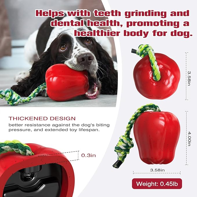 LiuMelinda Dog Chew Toys for Aggressive-Chewers - Indestructible Dog Toy for Aggressive Chewer，Tough Chew Toys for Dogs (Rubber Red Apple)