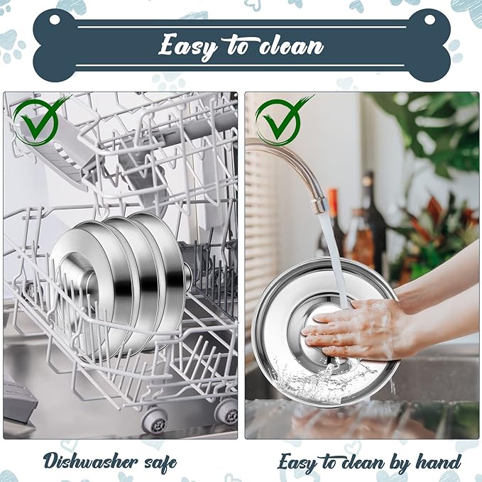 Zopeal 6 Pcs Puppy Food Bowls 11.8" Stainless Steel Puppy Feeding Bowl Dog Food Water Bowls, Weaning Feeder for Litters, Small Medium Large Dogs, Pets