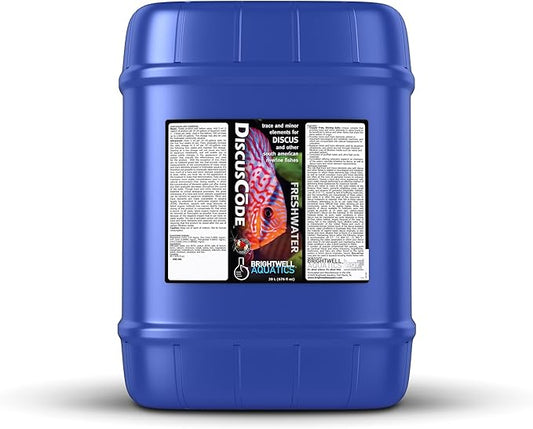 Brightwell Aquatics DiscusCōde Trace and Minor Element Supplement Supports Coloration Nerve Function Overall Health in Discus and Amazonian Freshwater Fish, 20L