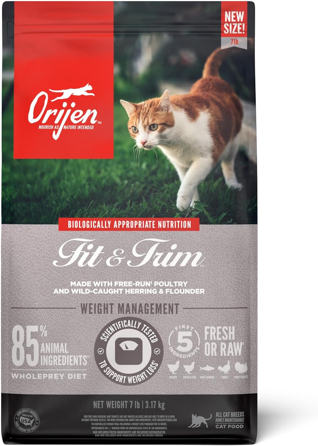ORIJEN Fit & Trim Grain Free High Protein Premium Dry Cat Food 7lb Bag