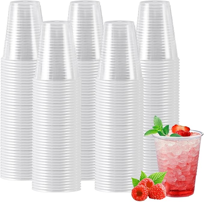7 oz Plastic Cups 500 Pack, Clear Cups Party Cups Disposable, Plastic Clear Cold Drink Cups for Party, Wedding, Graduation, Travel, Holiday, Events, Birthday