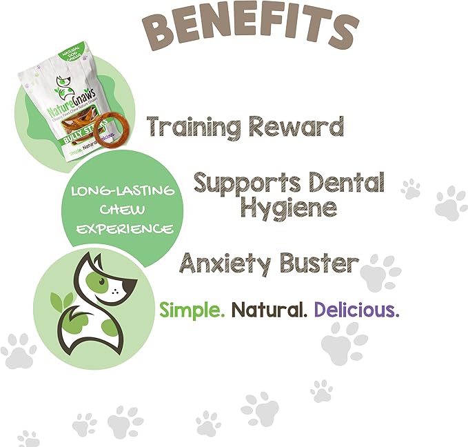 Nature Gnaws Bully Stick Rings for Dogs (5 Count) - Long Lasting for Aggressive Chewers - Natural Beef Dog Chew Bones - Rawhide Free