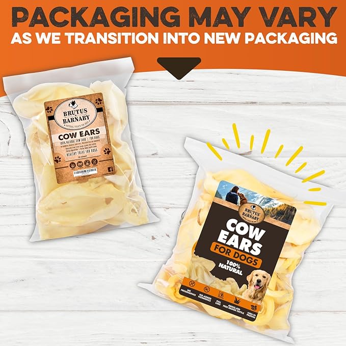 Cow Ears for Dogs – Whole Ears 100 ct, Thick Cut, Grass-Fed Angus Beef, All-Natural No-Rawhide Dog Treat Alternative