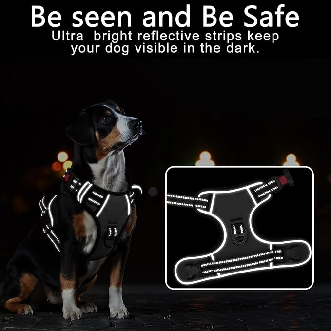 Timos Dog Harness Small Sized, No Pull with Neck Lockable Snap,No Choke Front Clip Dog Reflective Harness,Adjustable Metal Rings 3 Buckles,Easy Control Handle for Small Dogs Gray S