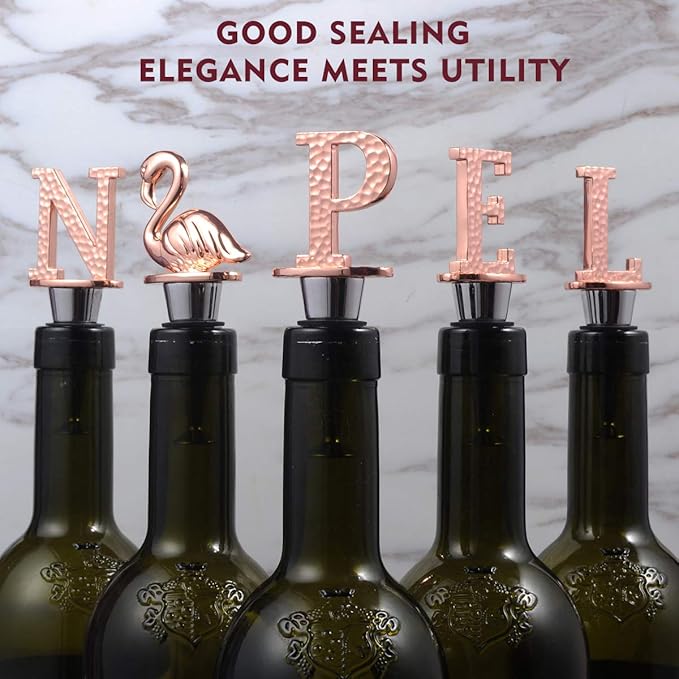 Miicol Wine Bottle Stopper, Prosecco Stopper, Rose Gold Wine Stopper, Personalised Champagne Stopper, Initial Wine Stopper, Funny Prosecco Gift, Wine Lovers Gift, Letter P