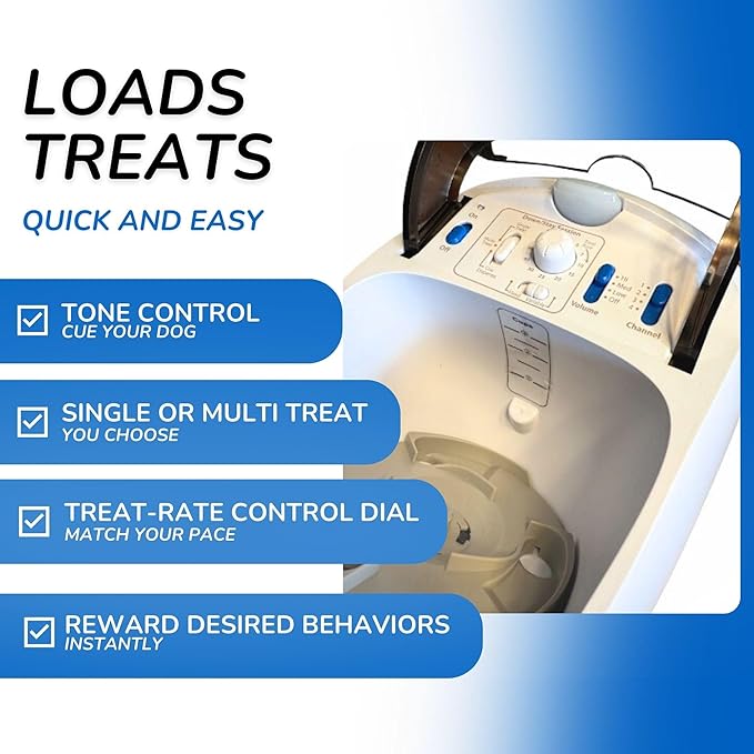 Treat&Train - Remote Treat Dispensing Dog Training System, Positive Reinforcement, Calm Behavior, Distraction Avoidance, Includes Instruction Booklet, Target Wand & Remote, for Dogs 6 Months & Up