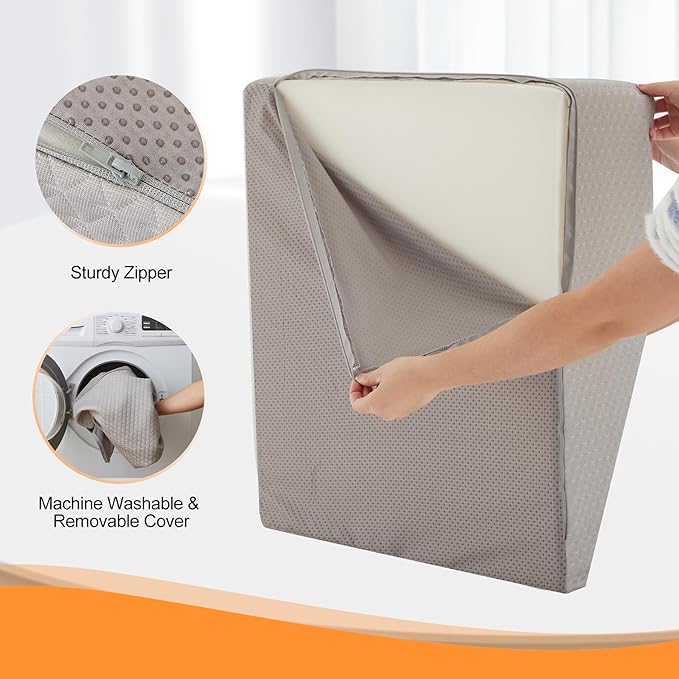 Leg Elevation Pillows for Sleeping, Memory Foam Wedge Pillow for Legs, Knee Wedge Pillow for After Surgery, Swelling, Back Pain and Circulation, Non-Slip Base, Removable Cover (10 Inch, Grey)