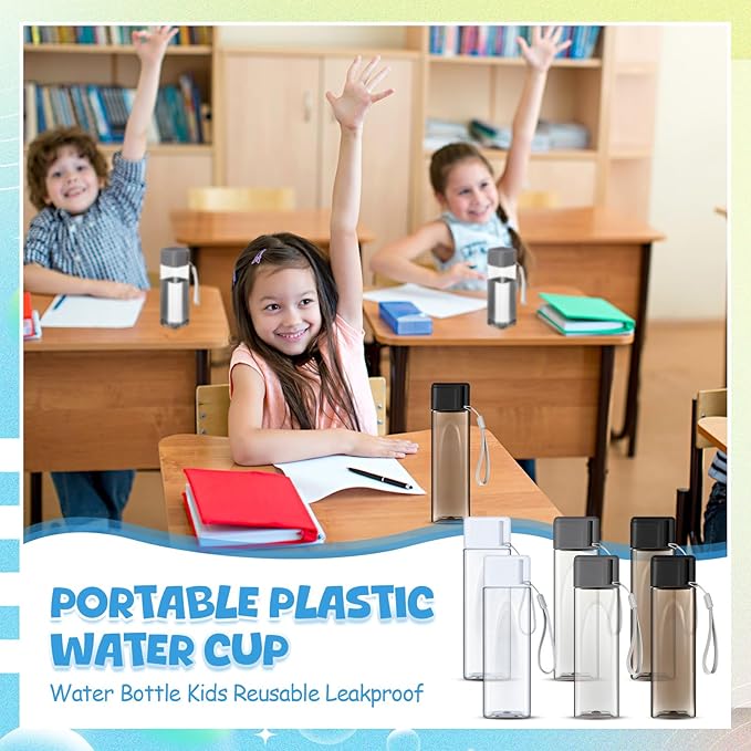 Mifoci 20 Pieces Water Bottle Bulk 17 oz Plastic Water Bottles Bulk Gym Sports Adults Reusable Large Water Bottles for Outdoor Fitness(Grey, White, Black,Rectangle)