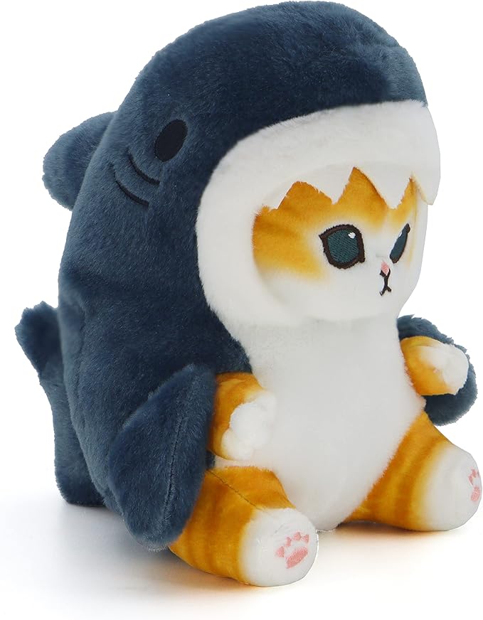 Kawaii Shark Cat Plush Toy Stuffed Animal Doll, Soft Pillow for Boys & Girls (Shark cat, 20cm/7.8in)