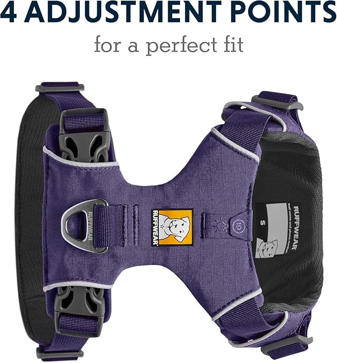 Ruffwear, Front Range Dog Harness, Reflective Soft Padded Everyday Harness with Dual Leash Clips, Adjustable and Lightweight Fit for Training or Walking for All Dogs, Purple Sage, Large/X-Large