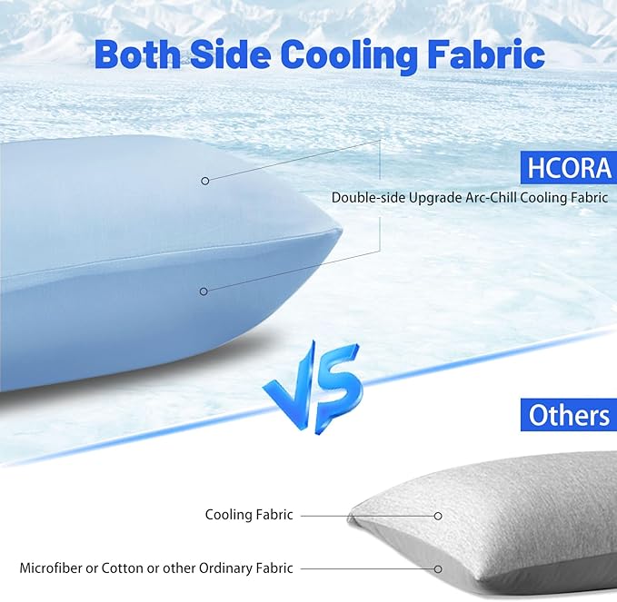 Cooling Pillow Cases for Hot Sleepers - Double Side Arc-Chill Q-Max>0.5 Cooling Fiber Cool Pillow Cases 2 Pack - Breathable Soft Cold Pillow Cases with Hidden Zipper (Blue, 20" x 30")