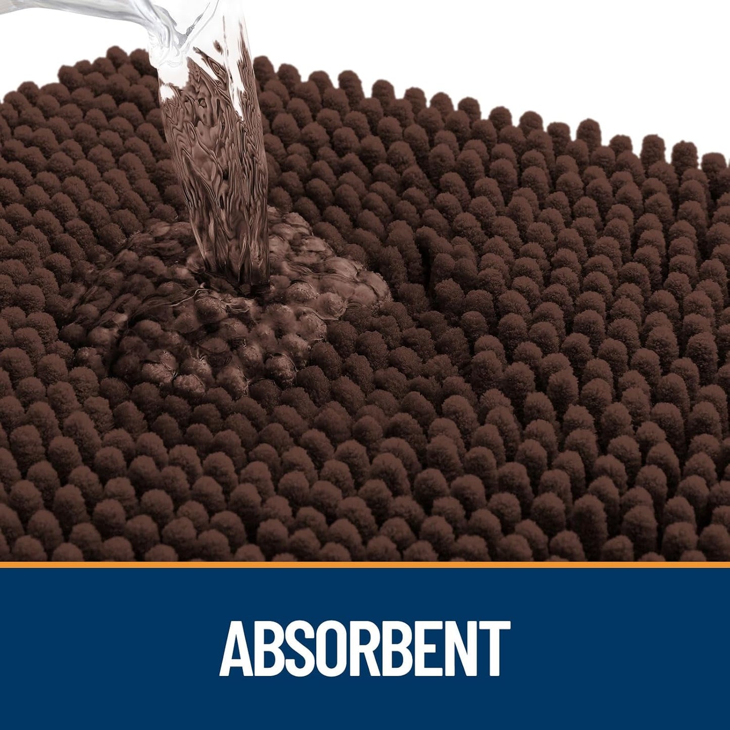 OLANLY Dog Door Mat for Muddy Paws 36x24, Absorbs Moisture and Dirt, Absorbent Non-Slip Washable Doormat, Quick Dry Chenille Mud Mat for Dogs, Entry Indoor Entryway Carpet for Inside Floor, Brown