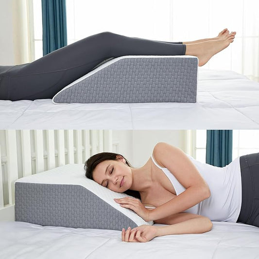Bed Wedge Elevated Leg Pillow, High-Density Leg Rest Elevating Foam Wedge, Supportive Foam Wedge Pillow - Relieves and Recovers Foot and Ankle Injury, Leg Pain, Improves Blood Circulation