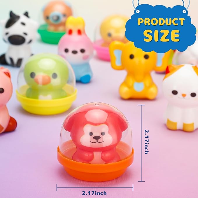 30 Packs Squishy Animals with Capsules, Slow Rising Stress Relief Toys, Party Favors, Birthday Gifts, Sensory Fidget Toys for Kids, Classroom Rewards, Travel & Claw Machine Toys