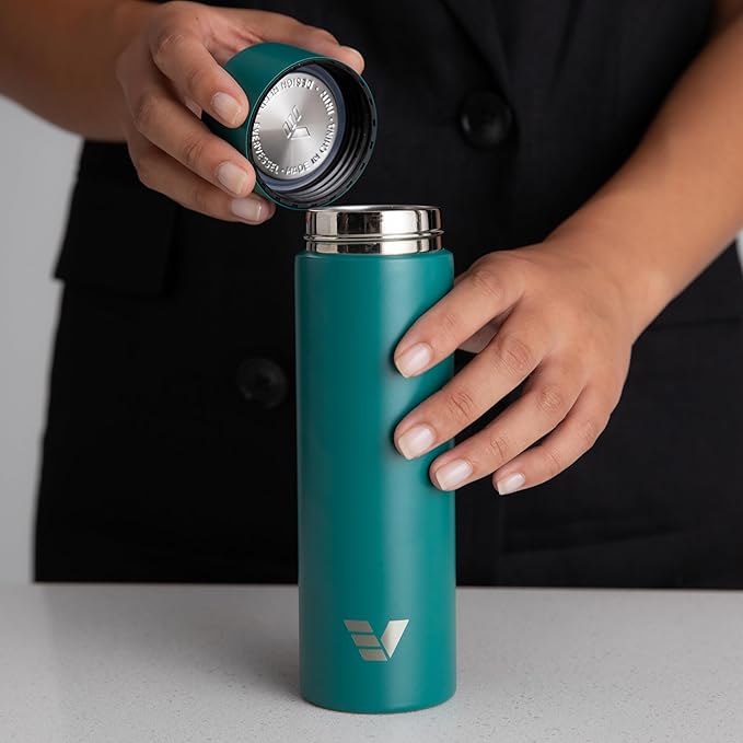 Mini Stainless Steel Water Bottle 14oz - Non-insulated | Designed for Bags | Slim, Lightweight & Stylish – Teal Green