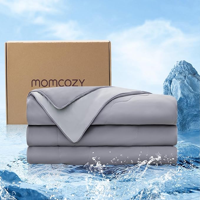 Momcozy Life CoolMurm Cooling Comforter for Hot Sleepers, King/Cali King 106"x90" Pregnancy Cooling Blanket, All-Season Lightweight Soft Breathable Cooling Quilt Duvet, Cool All Night, Deep Light Grey