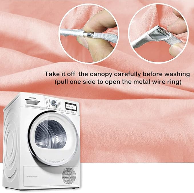 Mengersi Bed Canopy Play Tent for Kids, Round Dome Kids Mosquito Net Indoor Outdoor Castle Hanging House Decoration Reading Nook (Beige Pink)