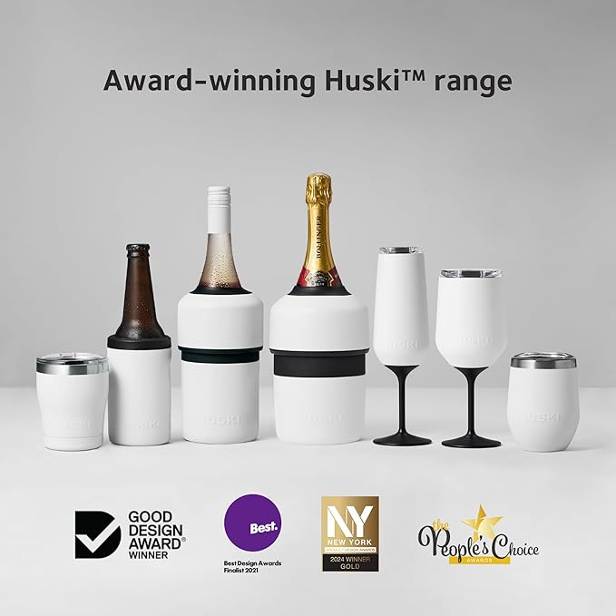 Huski Champagne Chiller | NEW | Award-Winning Iceless Design with Detachable Bottle Stopper | Keeps Wine Cold up to 6 Hours | Fits most 750ml Champagne, Prosecco & Sparkling Wine Bottles (Stone Grey)