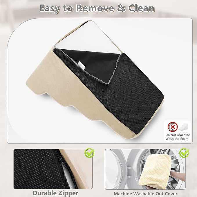 MIHIKK Dog Stairs Ramp, Curved 4-Step Dog Steps for Small Dogs and Cats, Pet Stairs for High Beds and Couch with Anti-Slip Washable Cover and Durable High Density Foam, Beige