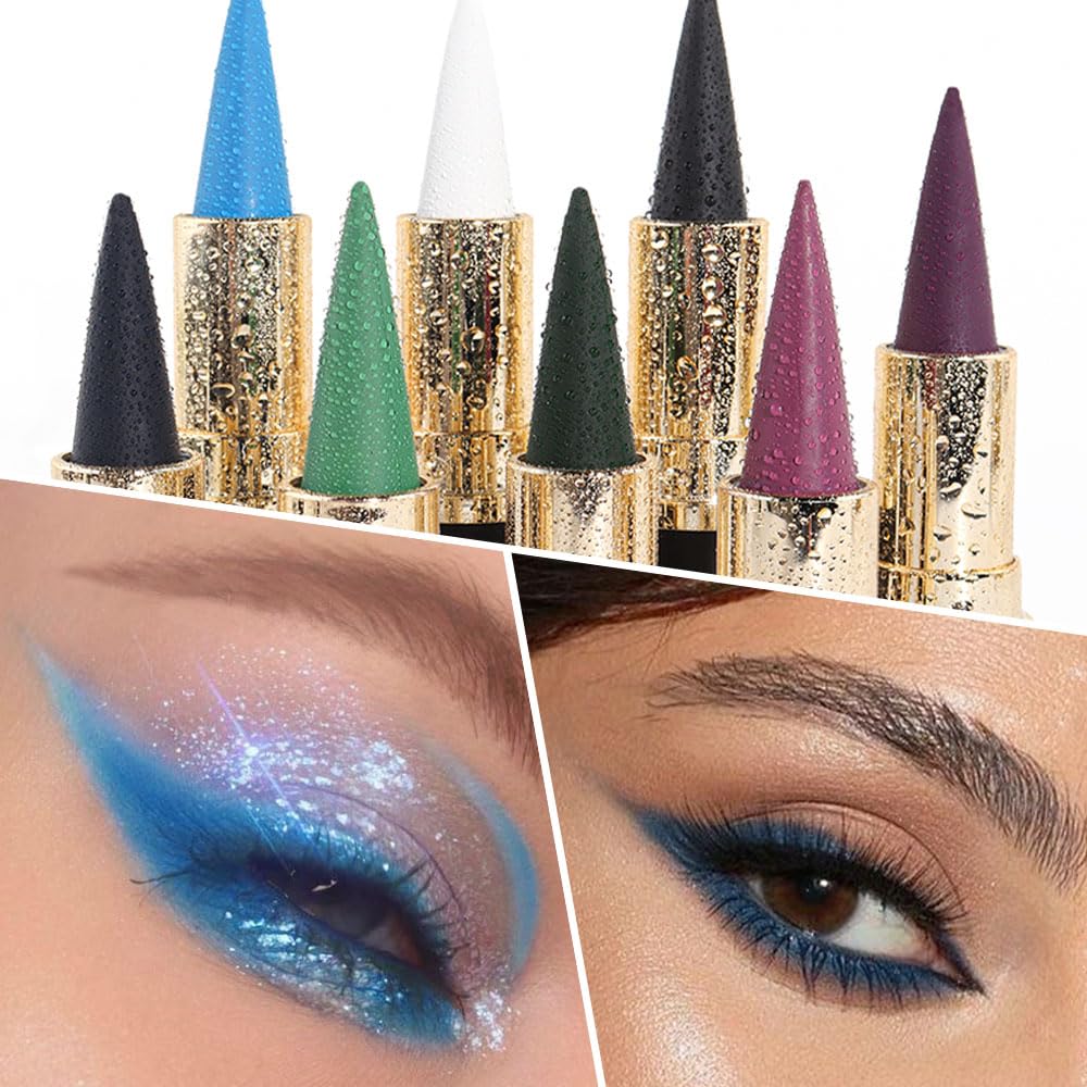 evpct 2Pcs Light Dark Blue Gel Eyeliner Pencils Eye Black Face Paint Stick Lipstick Halloween Makeup Set Waterproof Smudge Proof Eyeliner Pen Crayon Smokey Eye delineador de ojos contra el agua