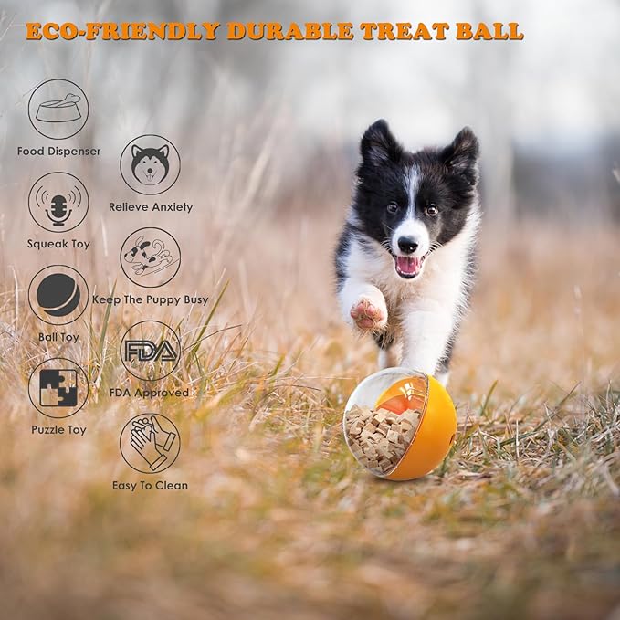 Interactive Dog Toy for Aggressive Chewers, Dog Treat Toys Interactive Large Dogs for Mental Stimulation, Treat Dispenser for Medium to Large Dogs (Orange)
