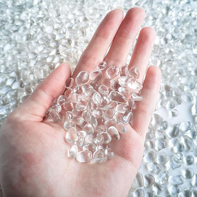 Keedolla Aquarium Clear Glass Stones Pebbles for Fish Tank, 0.93LB Fish Tank Marbles Beads Gems Gravel Rocks for Aquarium, Vase Fillers, Succulent Plants Decor