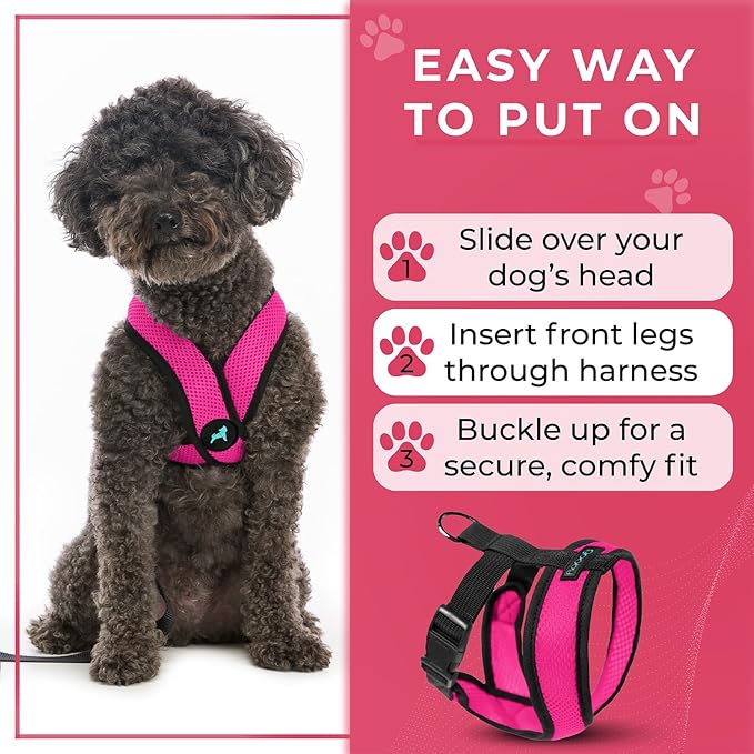 Gooby Comfort X Head In Harness - Flamingo Pink X-Large - No Pull Small Dog Harness Patented Choke-Free X Frame - On the Go Dog Harness for Medium Dogs No Pull or Small Dogs for Indoor and Outdoor Use