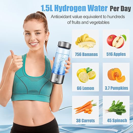 Hydrogen Water Bottle 2024,Hydrogen Water Bottle Generator Echo Go Water Ionizer, Portable Rechargeable 3 Min Quick Electrolysis,Suitable for Home,Office,Travel,Exercise,Gift,Daily Use