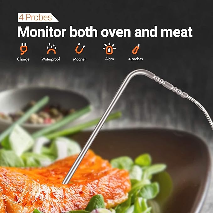 Inkbird WiFi Grill Thermometer & Instant Read Thermometer IHT-1P, Rechargeable Digital BBQ Meat Thermometers with Alarm Timer Graph Calibration Magnet for Food Oven Smoker Kitchen