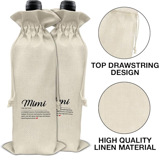 Mimi Gifts Wine Bag Mimi Gifts for Grandma Birthday Mother's Day Mimi Definition Wine Gift Bag