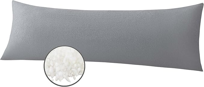 WhatsBedding Memory Foam Body Pillow for Adults, Long Body Pillow for Sleeping, Full Body Pillow for Bed (Removable Cotton Jersey Knitted Cover) - Dark Grey