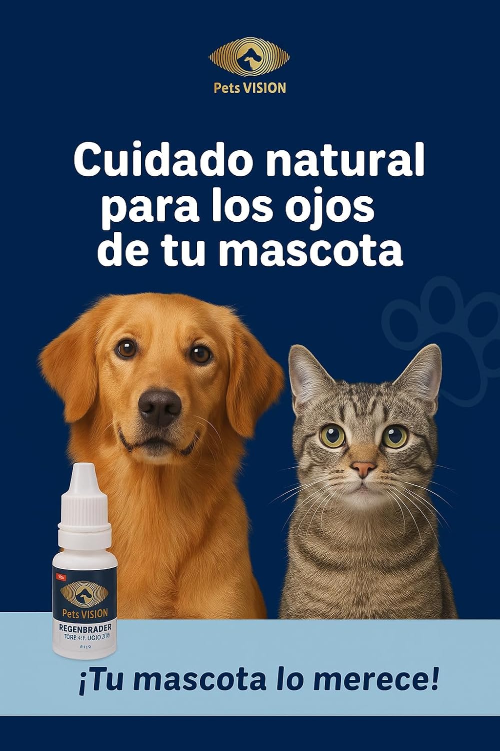 Gotas para Los ojos de Tus mascotas – gotas para Perros y Gatos -Pets Vision. Gotas Suave y Segura para USO de las mascotas– 10 ml