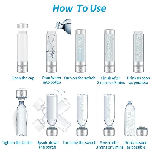 Hydrogen Sport Water Bottle, Professional Hydrogen-Rich Water Generator with SPE and PEM, 320ml 5000PPB Dual Mode Hydrogen Water Maker ionized for Travel Hiking Swimming