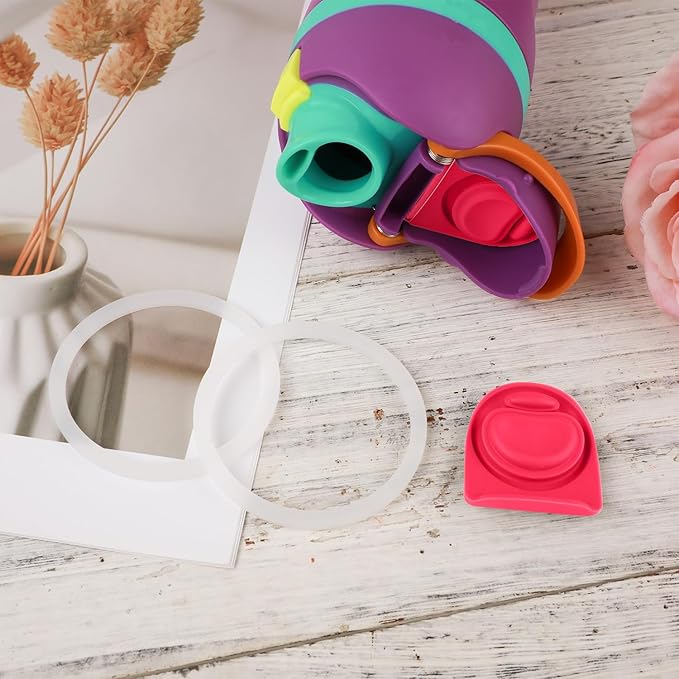 4pcs Bottle Seal Ring & Replacement Stopper for Owala FreeSip 19oz 24oz 32oz 40oz, Silicone O Ring Water Rubber Lid Parts, Cap Mouth Plug Gasket Accessories, BPA-Free (Carmine)