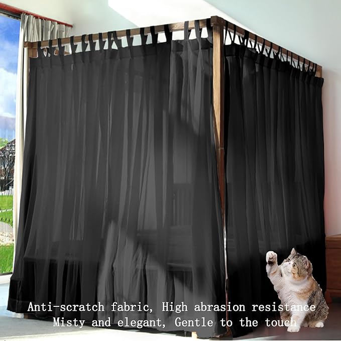 AIKASY Canopy Bed Board with Top and Self-Adhesive Velcro Strips, White Gauze Princess Bed Canopy Curtain Tent, Creating a Romantic Atmosphere in The Room（Twin，Black）