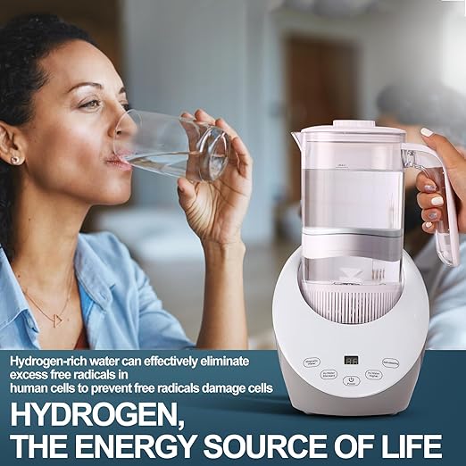 Hydrogen Water Pitcher Hydrogen Water Dispenser with SPE and PEM Concentrator Technology Electrolyzed Water Bottle Hydrogen Water Bottle with Calcium Sulfite Filt…