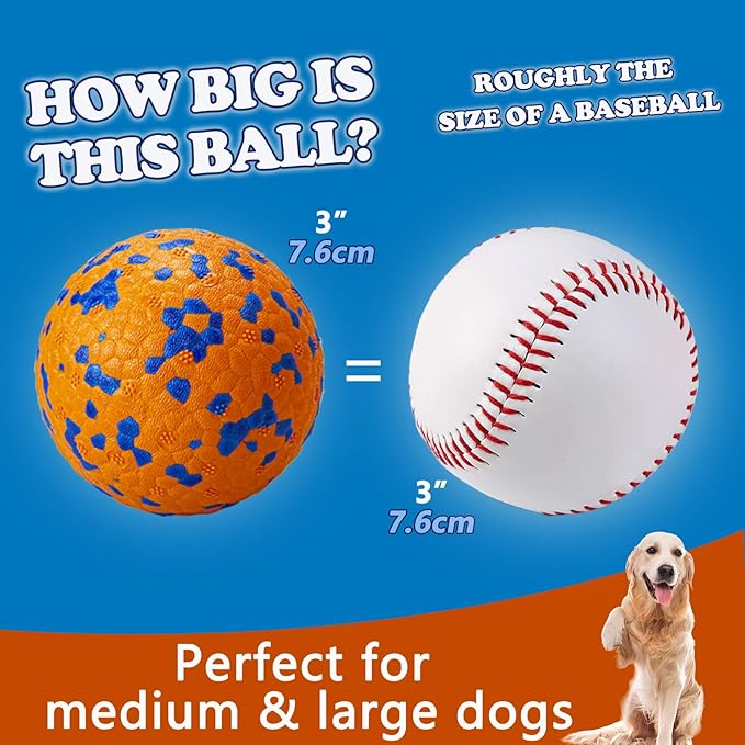 4 Pack Super Bouncy Dog Balls, Fun Indestructible Tennis Balls for Aggressive Chewers, Durable Floating Fetch Toys for Medium and Large Dogs with Lifetime Replacemnet