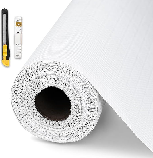Shelf and Drawer Liner for Kitchen Cabinet-12 in x 20 FT Non-Adhesive Cabinet Liners for Shelves Non-Slip Waterproof Kitchen Drawer Liners Contact Paper Shelf Paper with Knife and Tape Measure