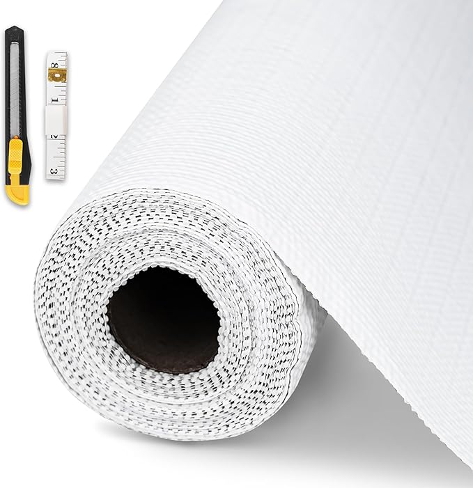 Shelf and Drawer Liner for Kitchen Cabinet-12 in x 30 FT Non-Adhesive Cabinet Liners for Shelves Non-Slip Waterproof Kitchen Drawer Liners Contact Paper Shelf Paper with Knife and Tape Measure