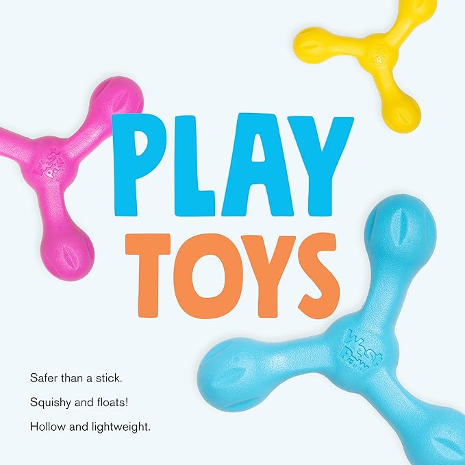 WEST PAW Zogoflex Air Skamp Tug-of-War Stick Dog Chew Toy – Hollow, Squishy Interactive Toy for Dogs, Puppies – for Chewing, Catch, Carry, Fetch, Dishwasher Safe, Latex-Free, 8.5", Dandelion Yellow