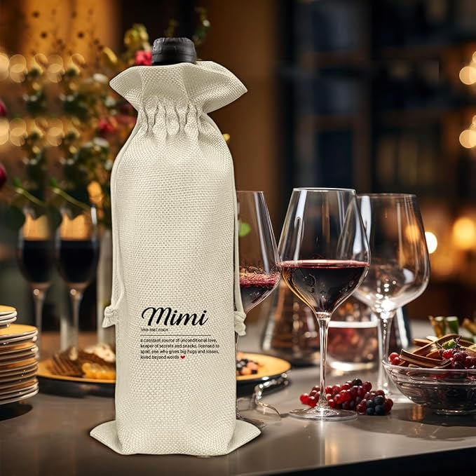 Mimi Gifts Wine Bag Mimi Gifts for Grandma Birthday Mother's Day Mimi Definition Wine Gift Bag
