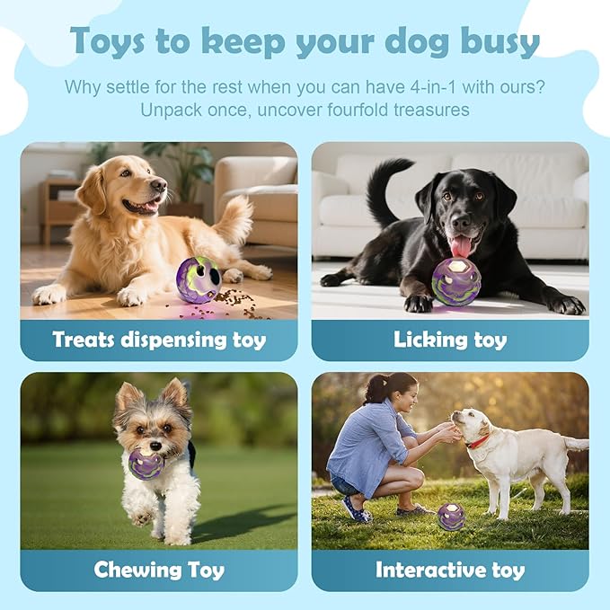 Dog Toys, DIY Frozen Dog Treats to Keep Dogs Busy, Interactive Treat Dispensing Dog Toy Puzzle, Interactive Chew Toys for Power Chewer, Easy to Clean, for Medium to Large Dogs 30-85lbs