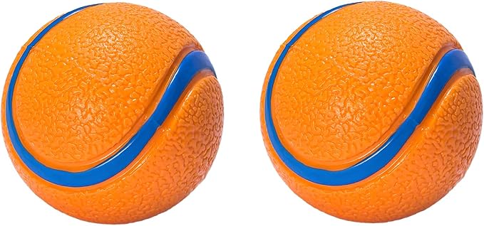 Natural Rubber Sound-Sounding Sog Toy Balls,Dog Toy Ball, with a Groove Design That is Resistant to Bites, Has a High Bounce, Dog Training Interactive Pet Toy, Relieving Pet Anxiety,（small size）2Pack