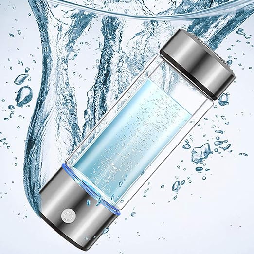Hydrogen Water Bottle, Portable Hydrogen-Rich Water Maker Hydrogen Water Machine USB Rechargeable Hydrogen Water Glass 450ml(Silver)
