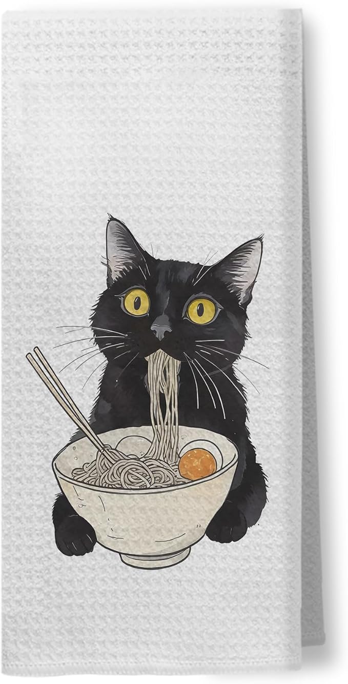 Black Cat Kitchen Towels, Cat Decor Hand Towels for Bathroom, Black Cat Gifts, Cat Gifts for Cat Lovers, Cat Dish Towels Tea Towels for Kitchen, Cat Kitchen Bathroom Decor, 16x24 Inch